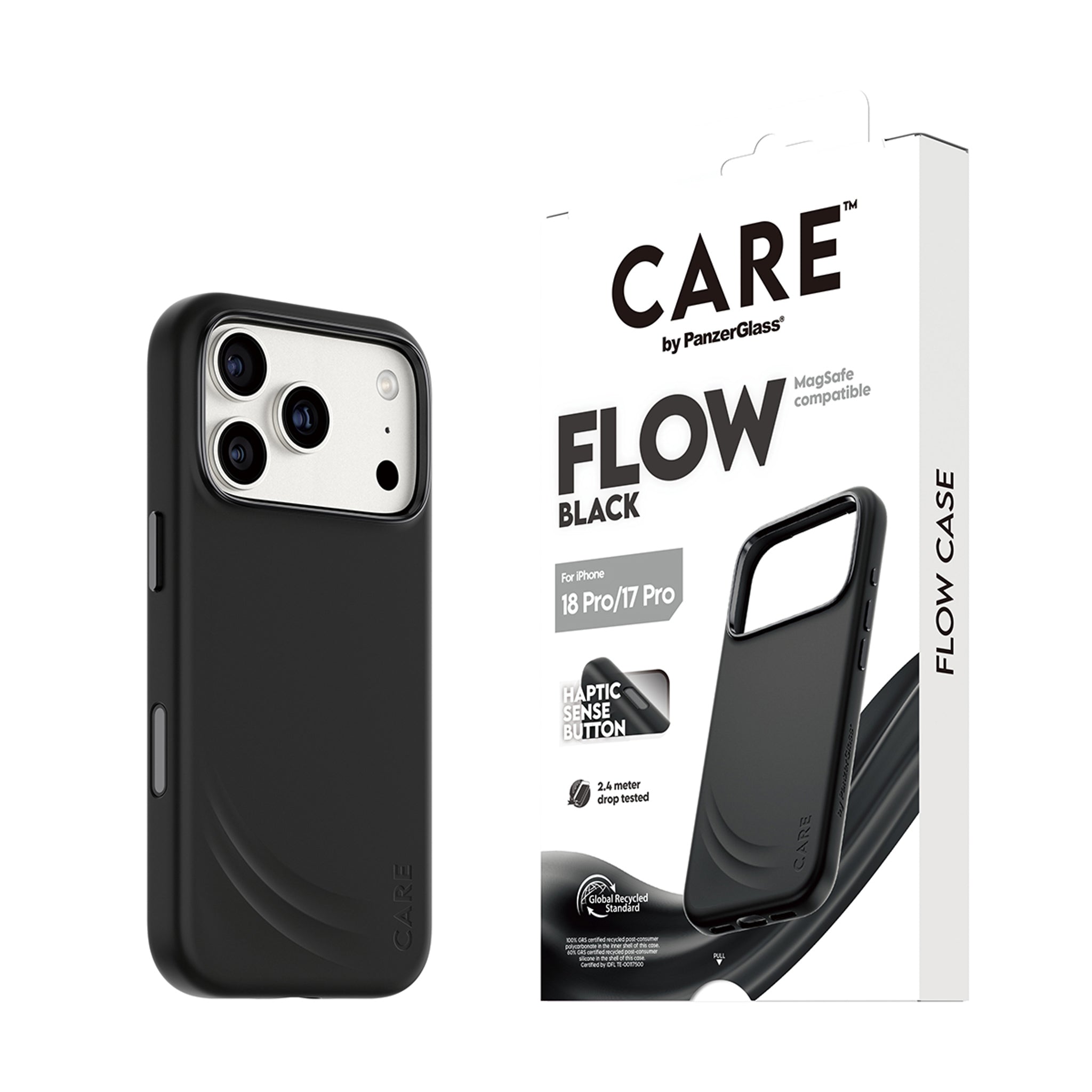CARE™ by PanzerGlass® Flow Case Black w. MagSafe iPhone 18 Pro | 17 Pro